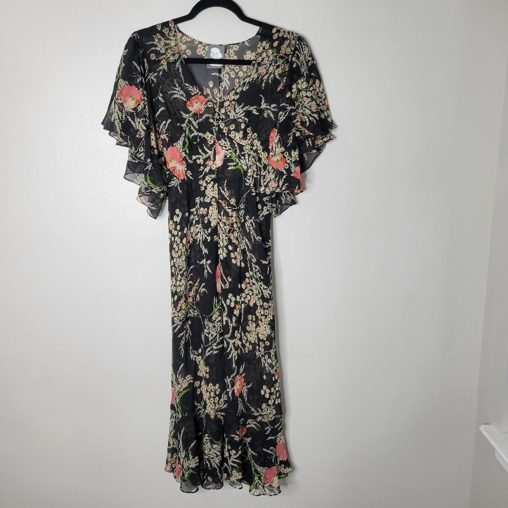 Girls From Savoy Sheer Floral Midi Dress